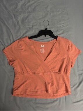 SO Coral-Peach Wrap Crop Top